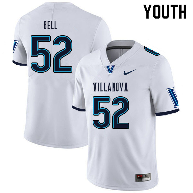 Youth #52 Brendan Bell Villanova Wildcats College Football Jerseys Sale-White - Click Image to Close